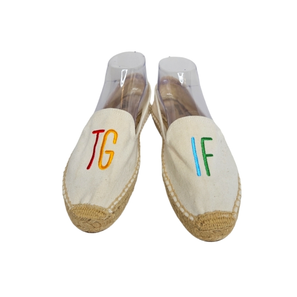Soludos TGIF Embroidered Canvas Slip On Espadrille Loafer Size 9.5